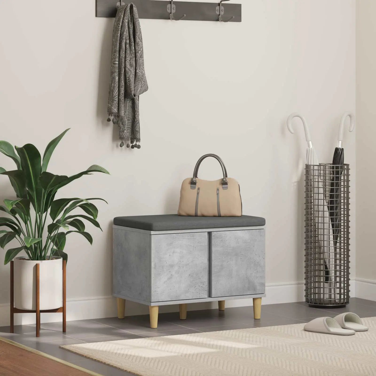 Banc D'entrée Avec Coussin 60 X 38 X 46 Cm