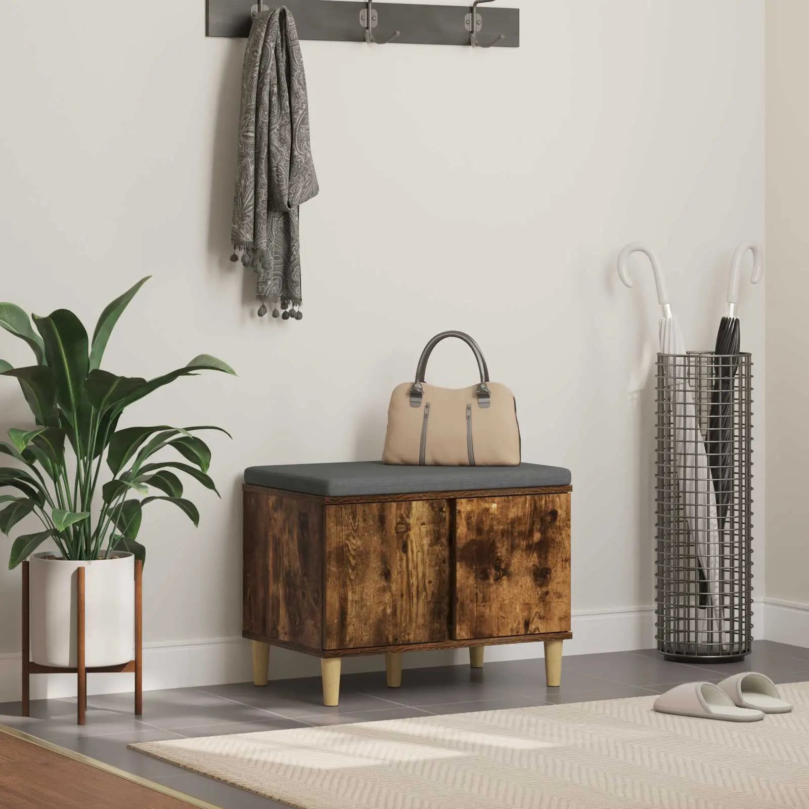 Banc D'entrée Avec Coussin 60 X 38 X 46 Cm