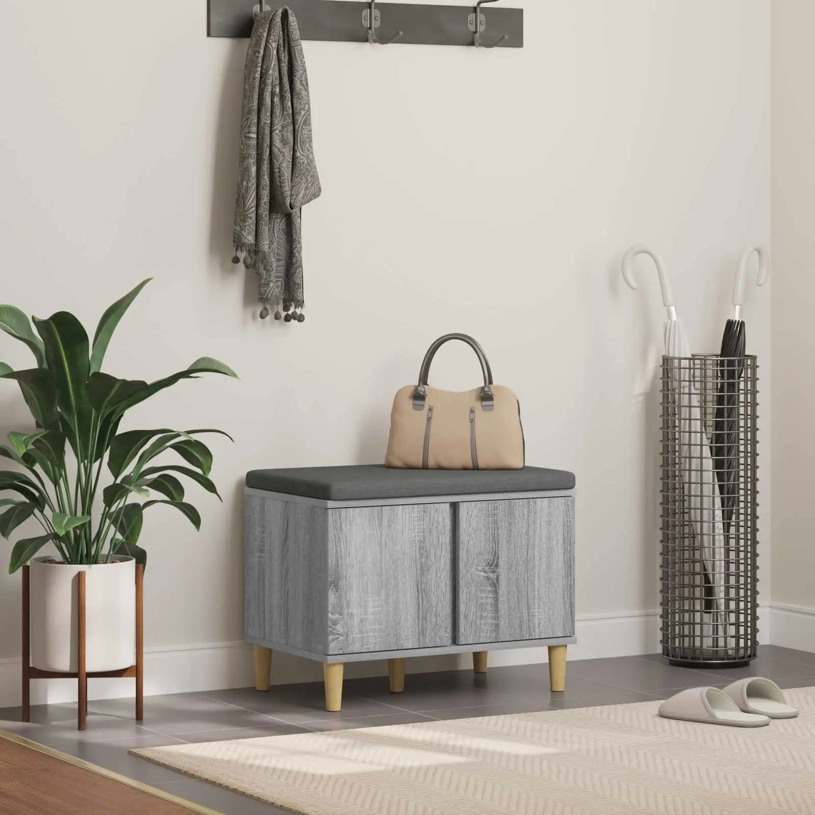 Banc D'entrée Avec Coussin 60 X 38 X 46 Cm