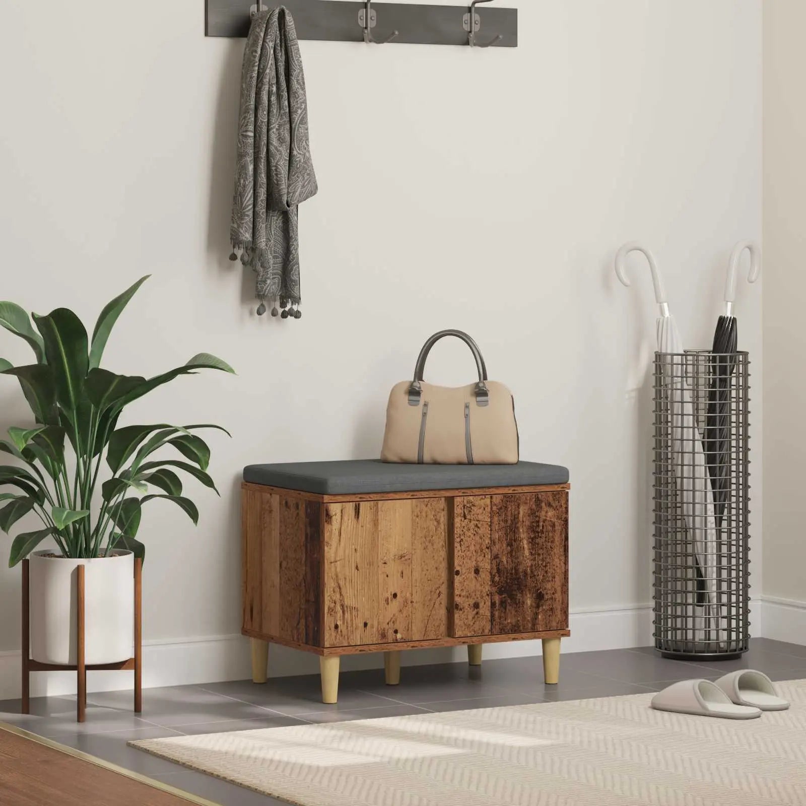 Banc D'entrée Avec Coussin 60 X 38 X 46 Cm