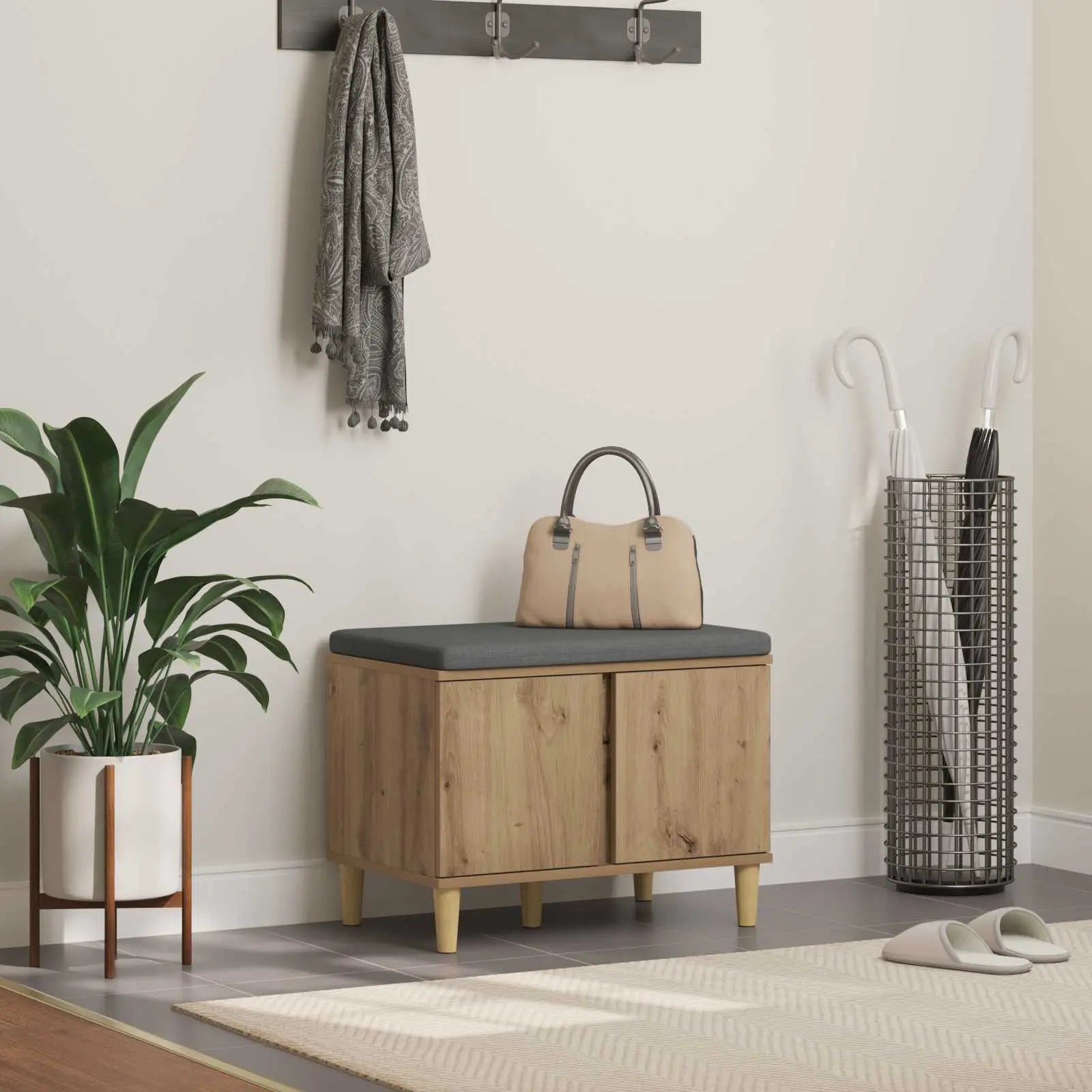 Banc D'entrée Avec Coussin 60 X 38 X 46 Cm