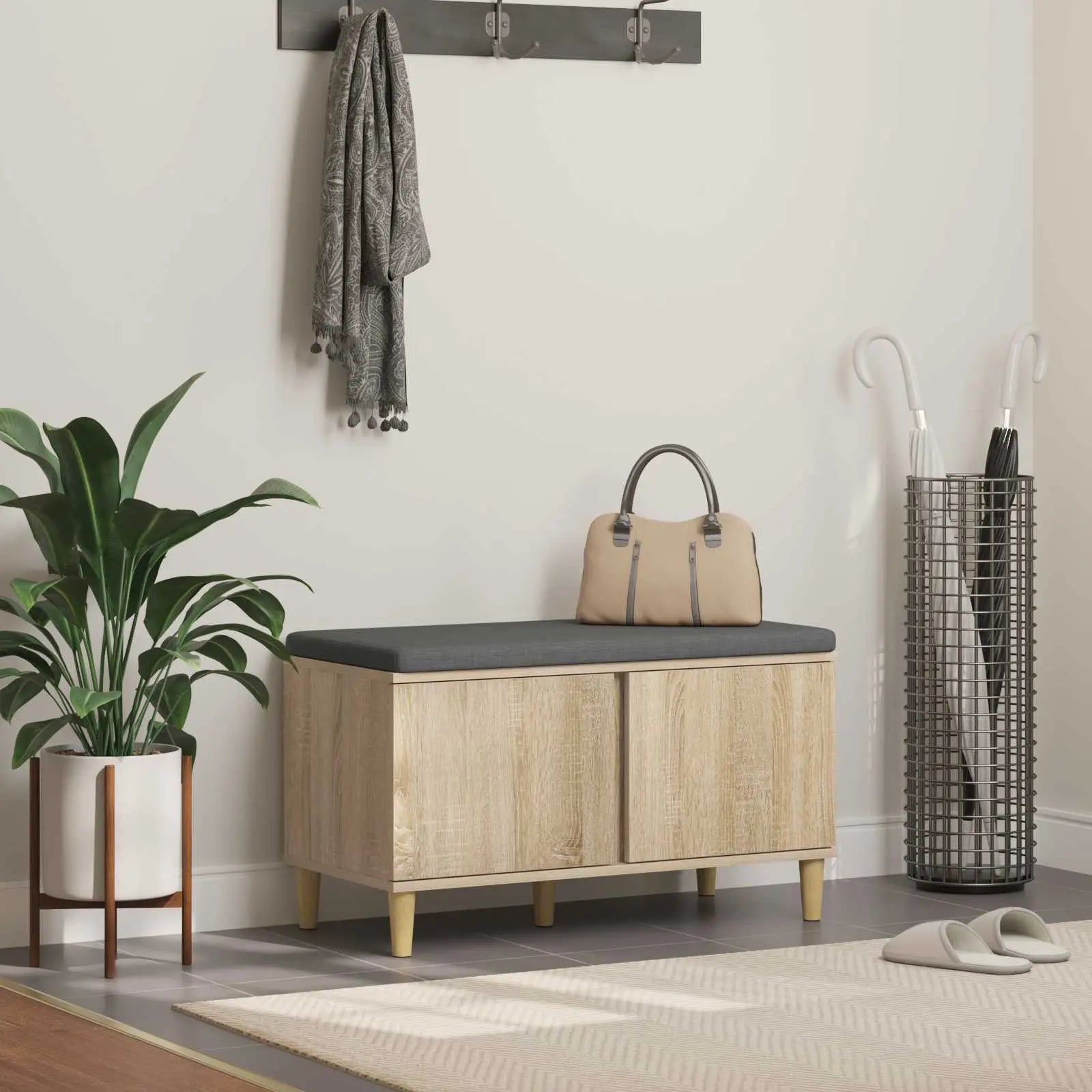 Banc D'entrée Avec Coussin 60 X 38 X 46 Cm