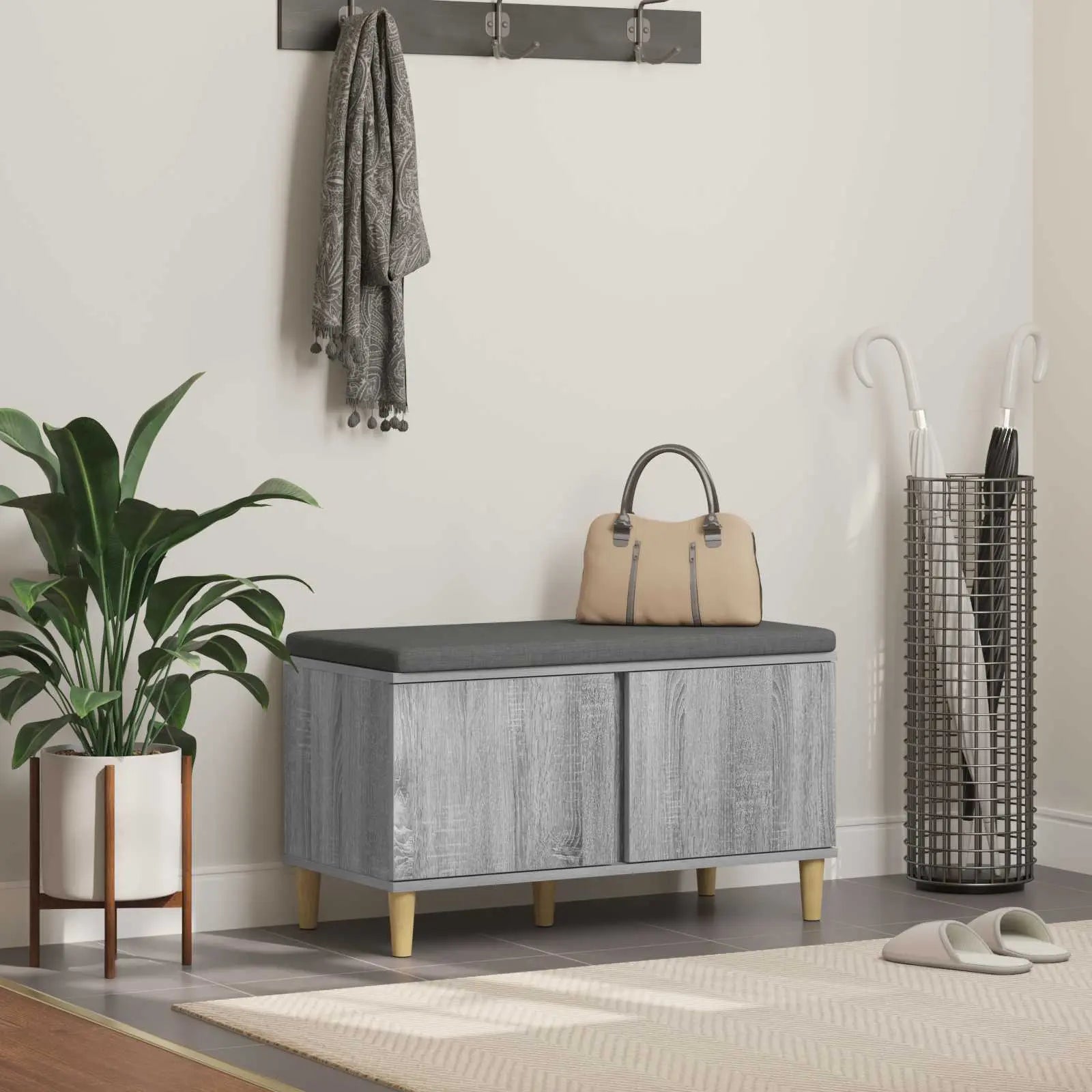 Banc D'entrée Avec Coussin 60 X 38 X 46 Cm