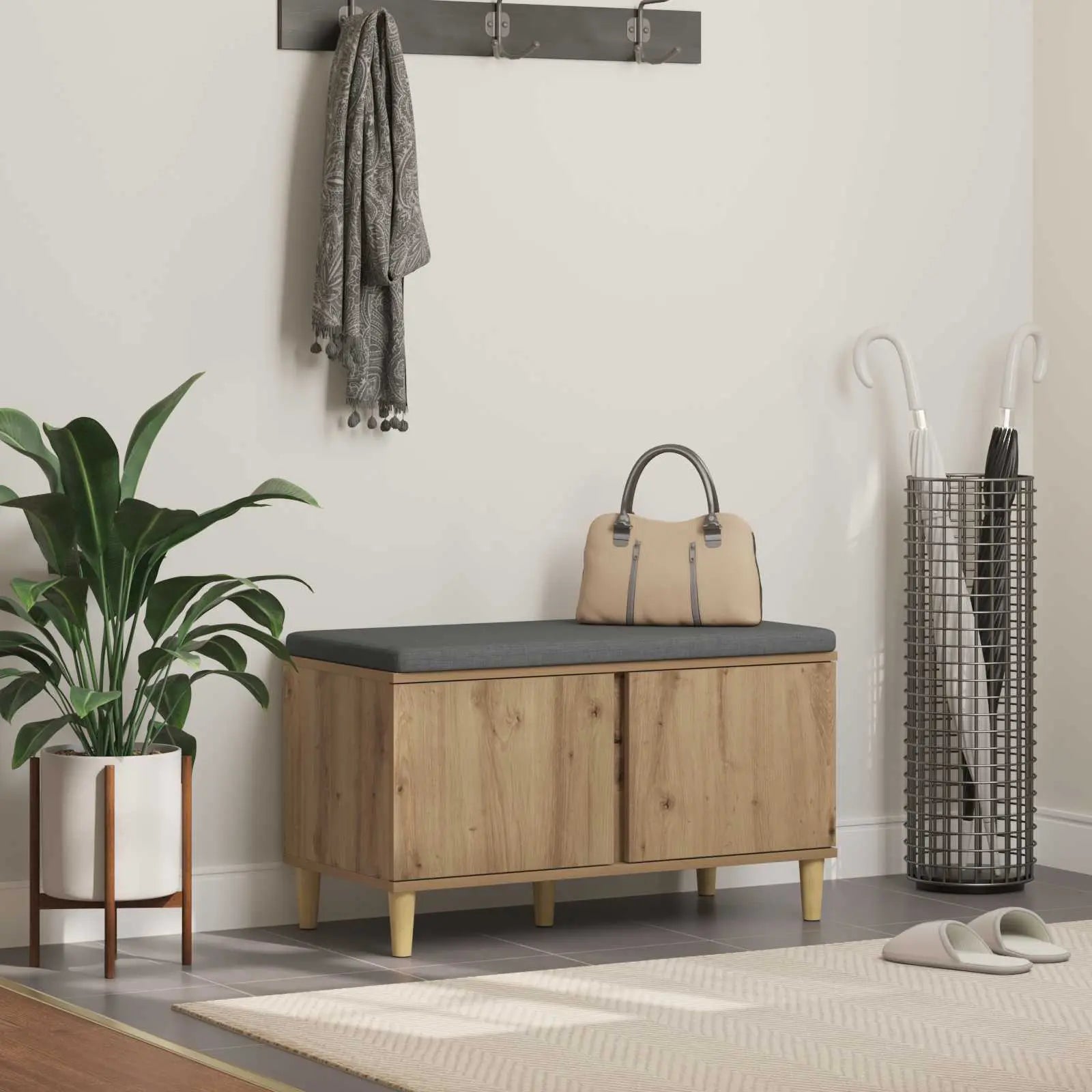 Banc D'entrée Avec Coussin 60 X 38 X 46 Cm