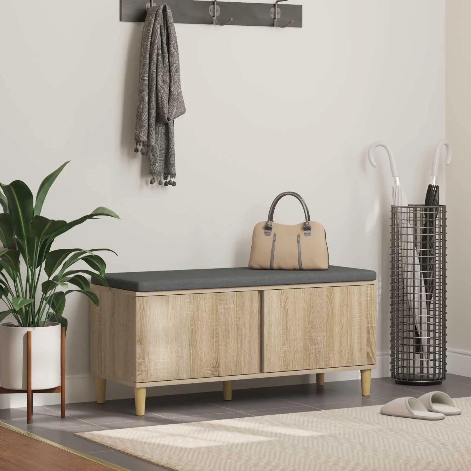 Banc D'entrée Avec Coussin 60 X 38 X 46 Cm