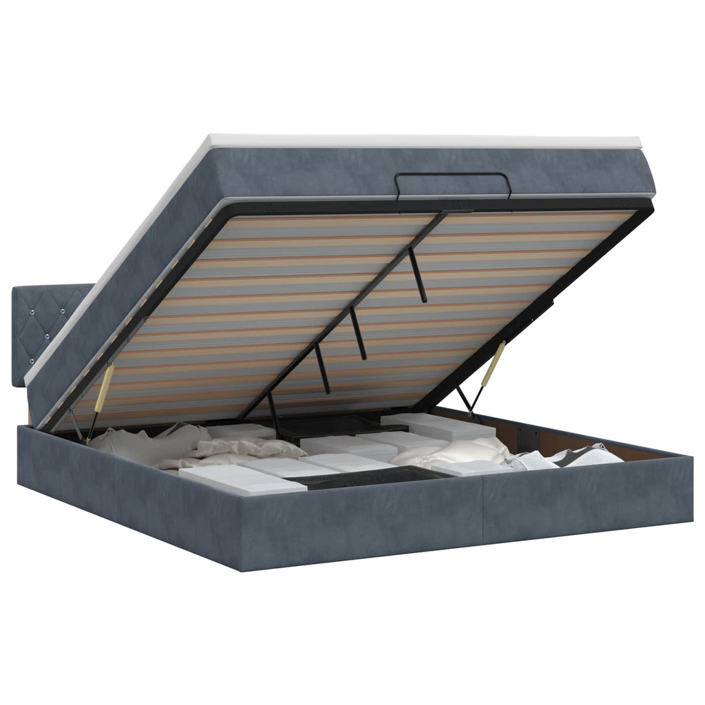 Cadre De Lit Ottoman Avec Matelas Velours