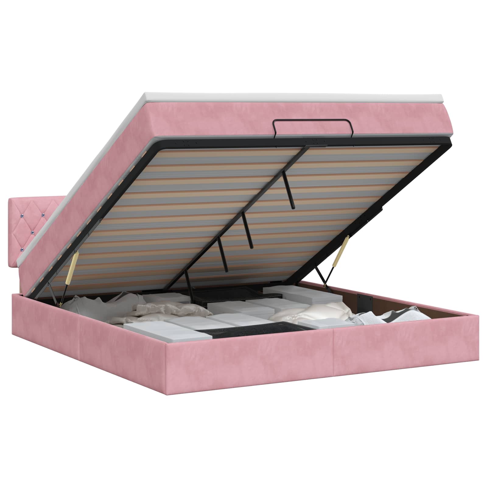Cadre De Lit Ottoman Avec Matelas Velours