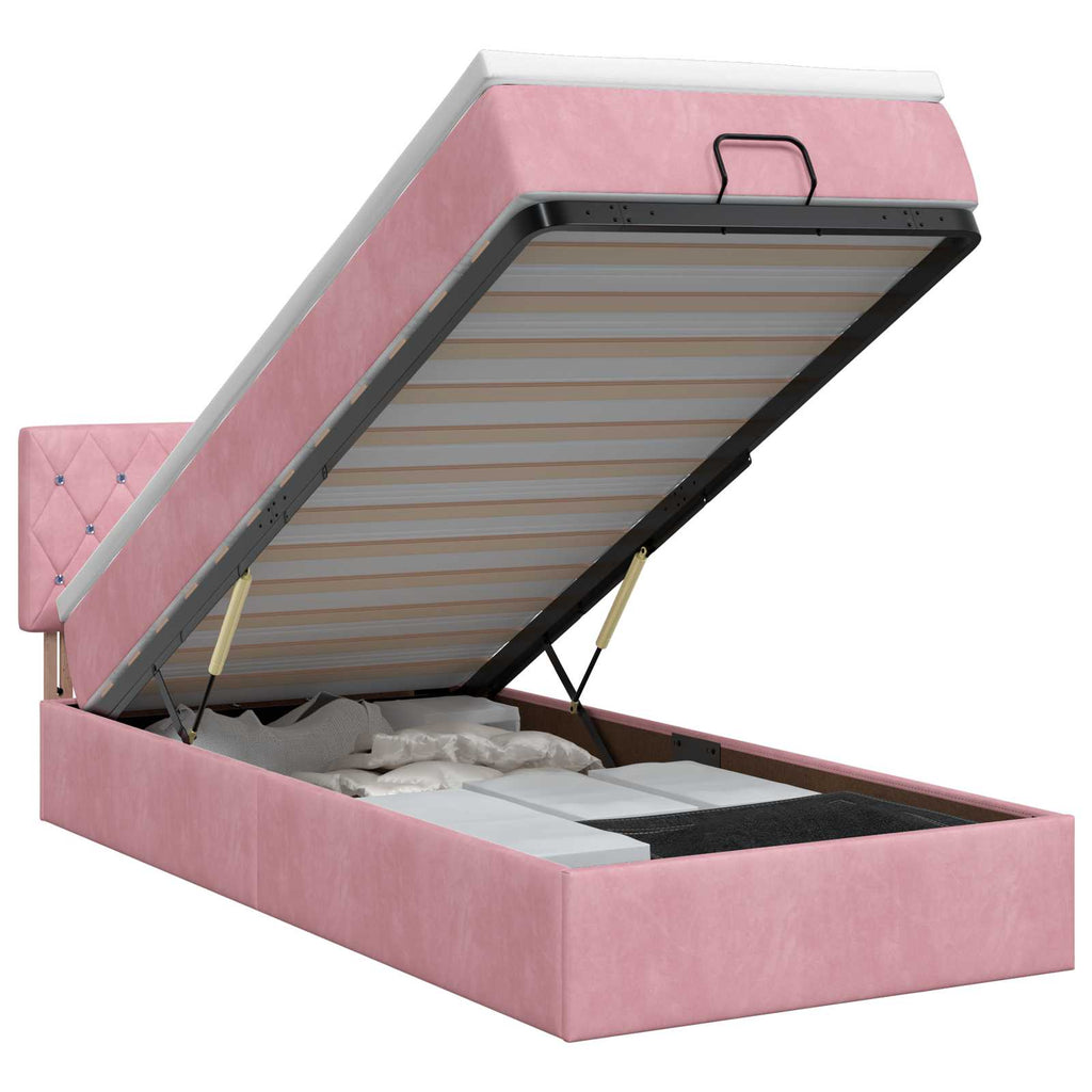 Cadre De Lit Ottoman Avec Matelas 160X200Cm Velours