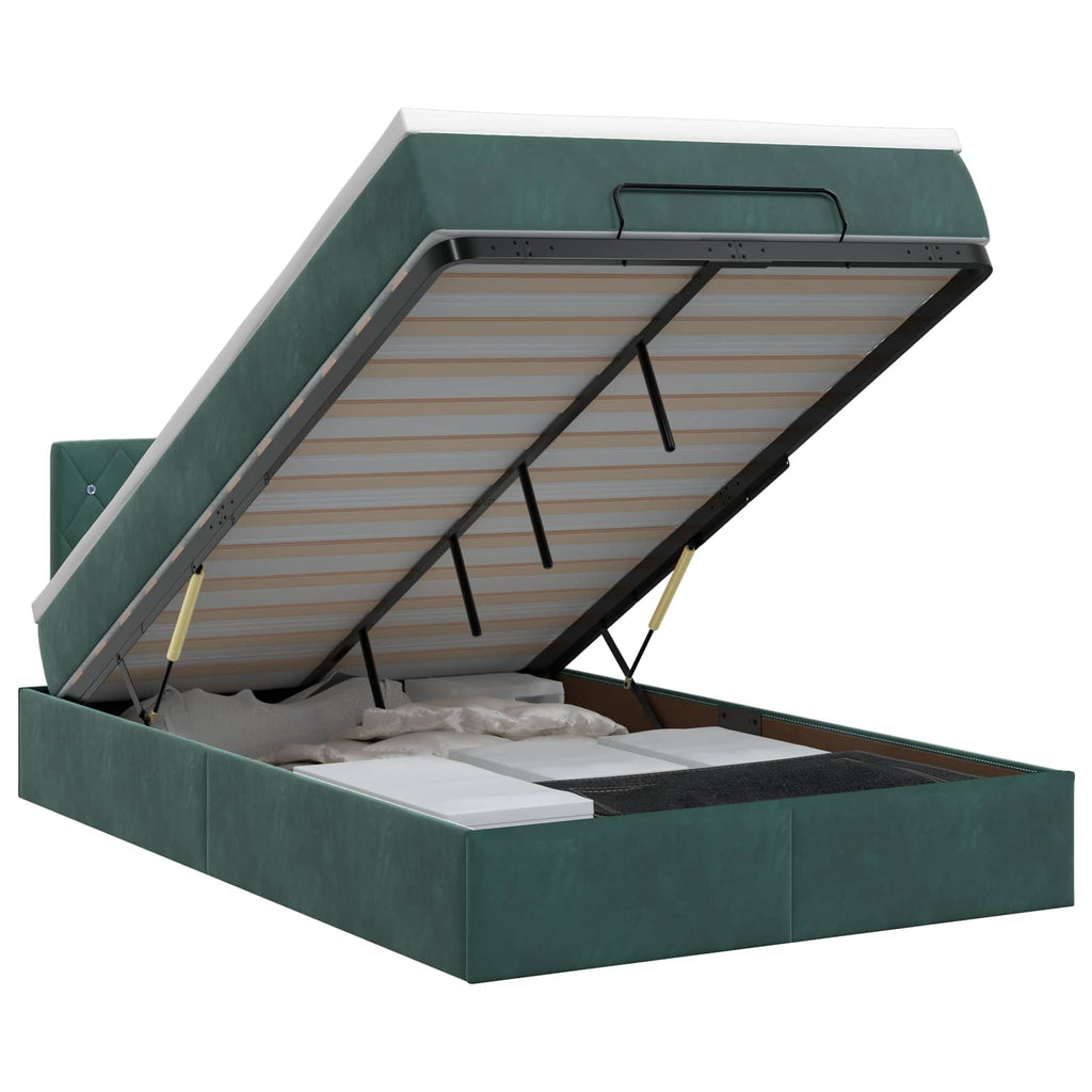Cadre De Lit Ottoman Avec Matelas 160X200Cm Velours