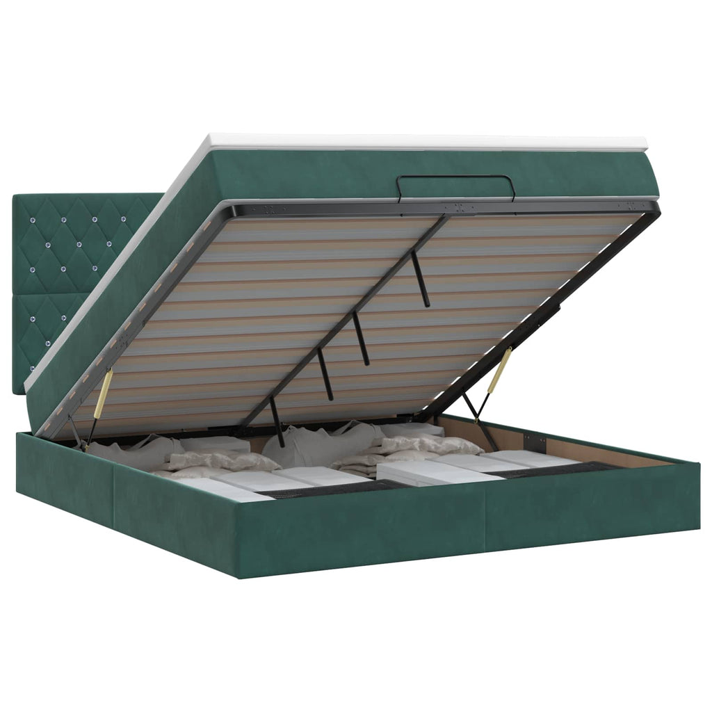 Cadre De Lit Ottoman Avec Matelas 160X200Cm Velours