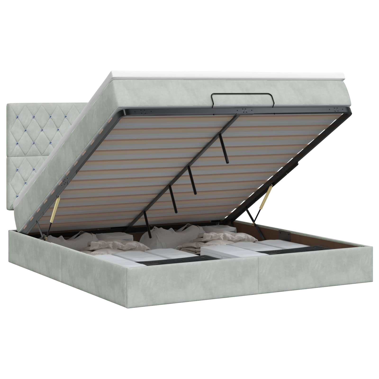 Cadre De Lit Ottoman Avec Matelas 160X200Cm Velours