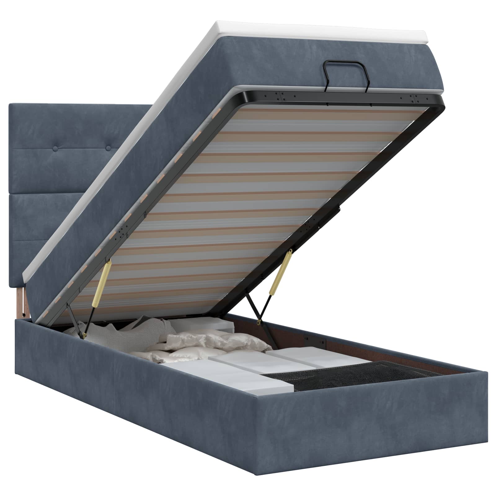 Cadre De Lit Ottoman Avec Matelas 160X200Cm Velours