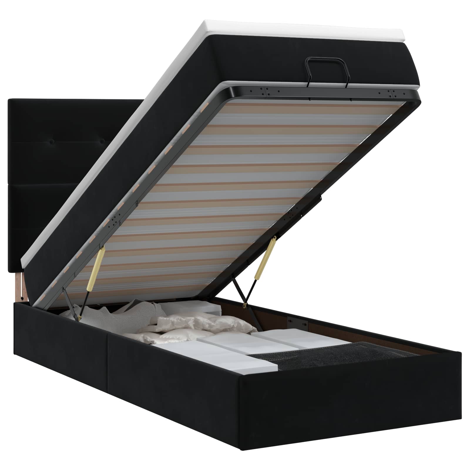 Cadre De Lit Ottoman Avec Matelas 160X200Cm Velours