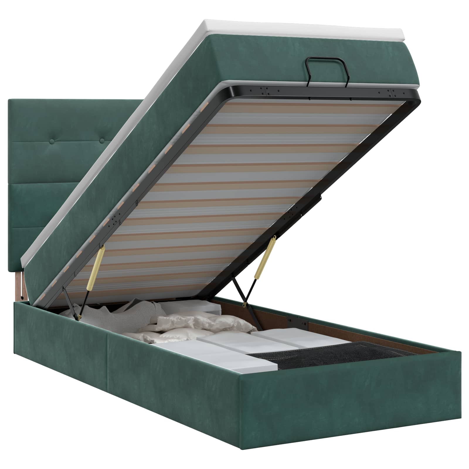 Cadre De Lit Ottoman Avec Matelas 160X200Cm Velours