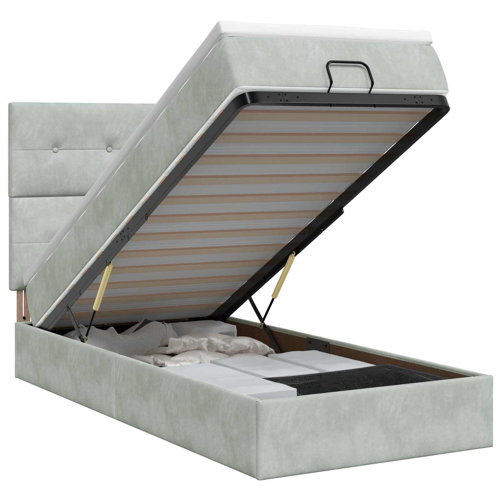 Cadre De Lit Ottoman Avec Matelas 160X200Cm Velours