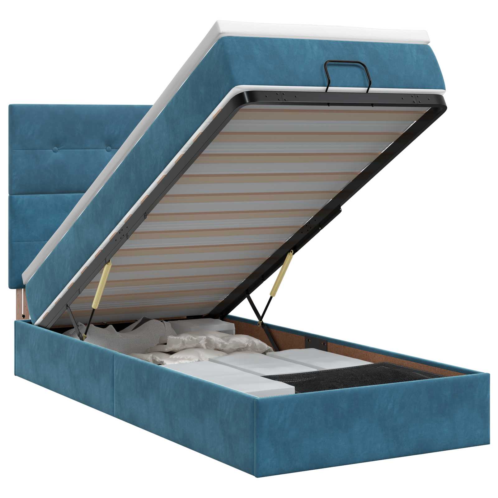 Cadre De Lit Ottoman Avec Matelas 160X200Cm Velours