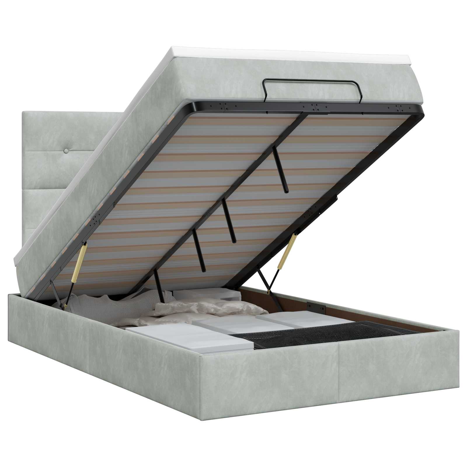 Cadre De Lit Ottoman Avec Matelas 160X200Cm Velours