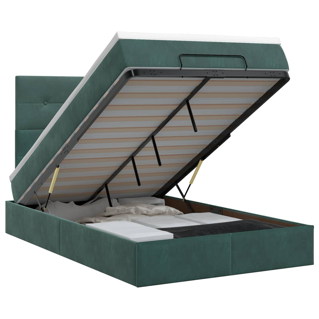 Cadre De Lit Ottoman Avec Matelas 160X200Cm Velours