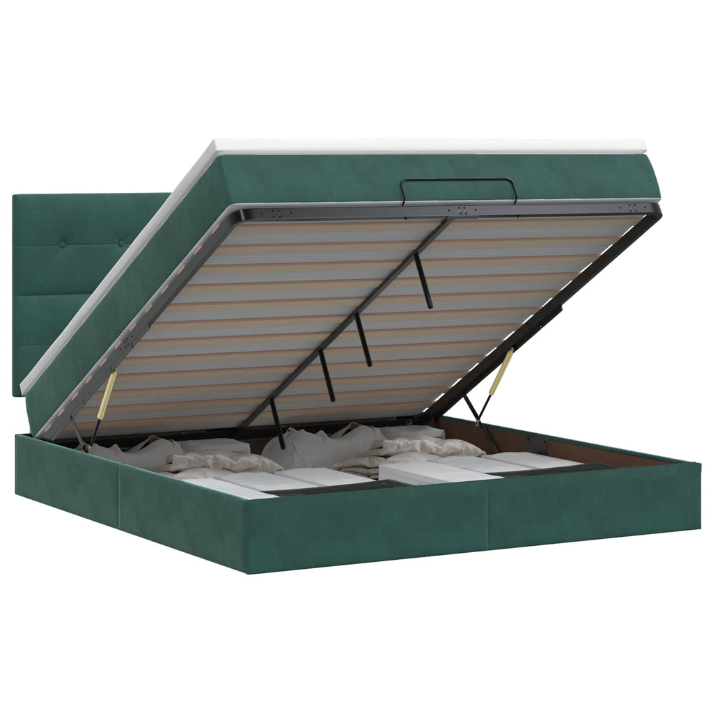 Cadre De Lit Ottoman Avec Matelas 160X200Cm Velours