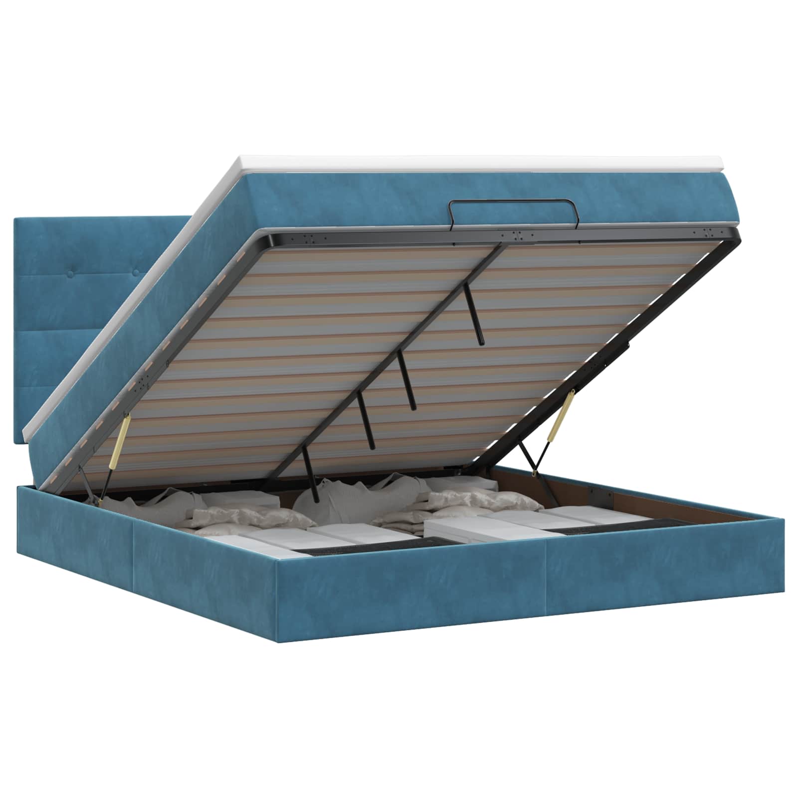 Cadre De Lit Ottoman Avec Matelas 160X200Cm Velours