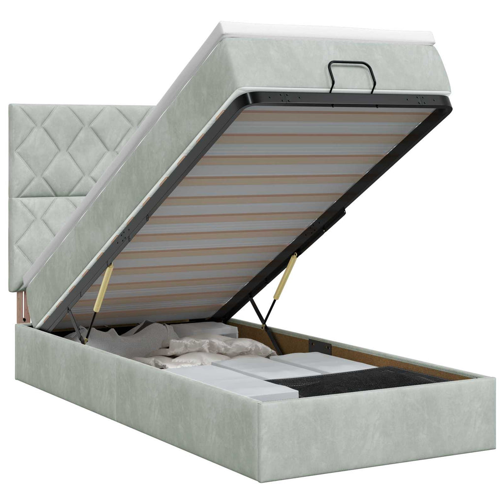 Cadre De Lit Ottoman Avec Matelas 160X200Cm Velours