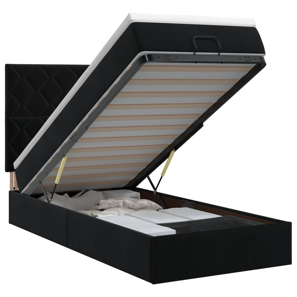 Cadre De Lit Ottoman Avec Matelas 160X200Cm Velours