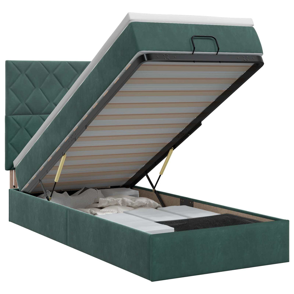 Cadre De Lit Ottoman Avec Matelas 160X200Cm Velours