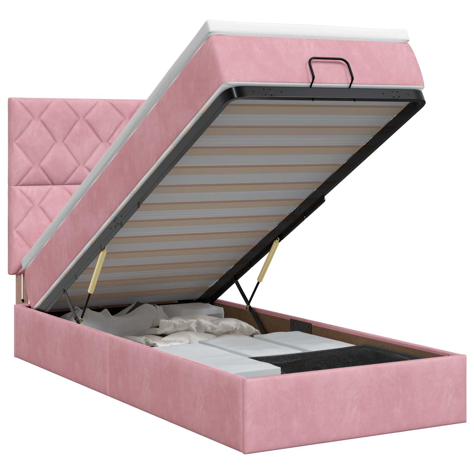 Cadre De Lit Ottoman Avec Matelas 160X200Cm Velours
