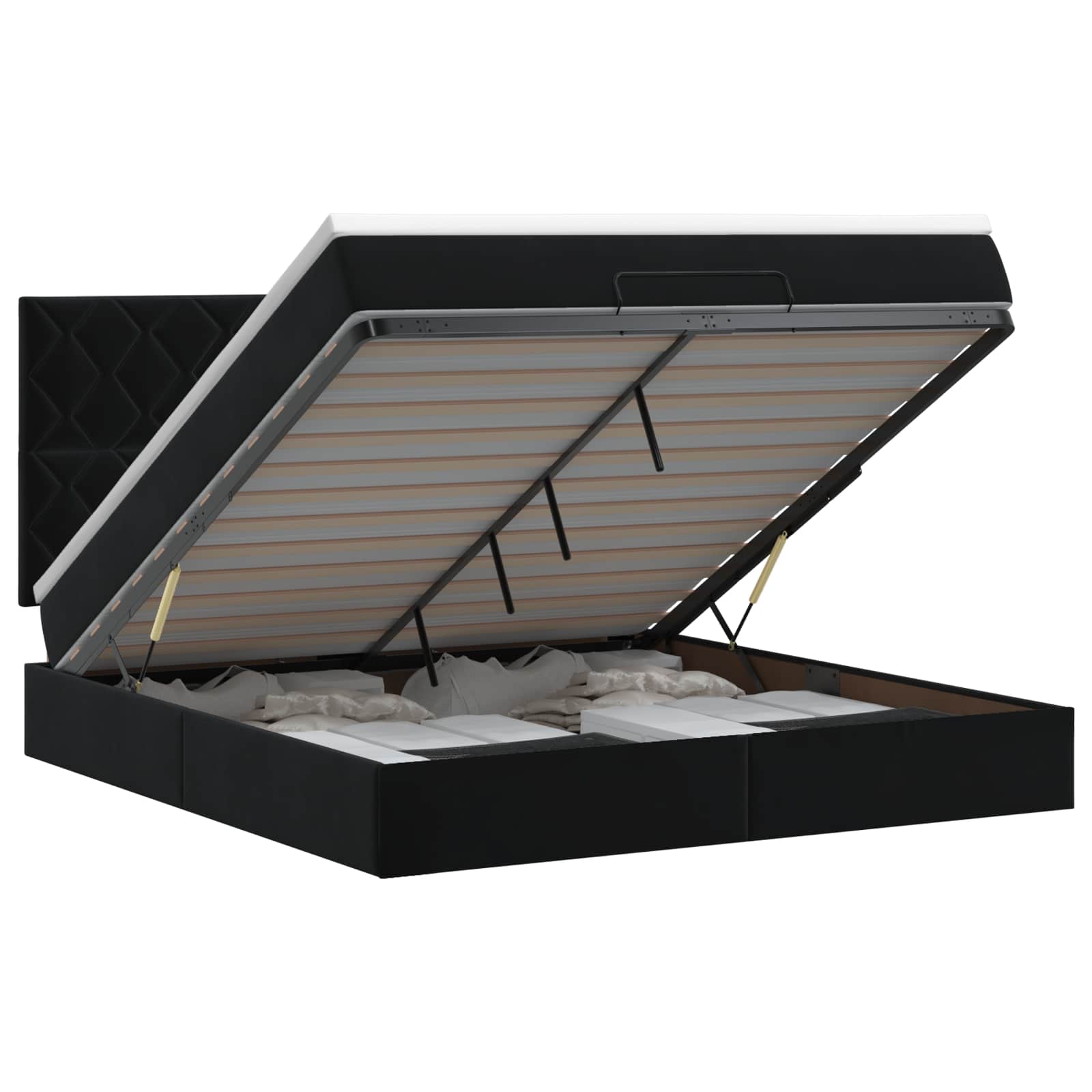 Cadre De Lit Ottoman Avec Matelas 160X200Cm Velours