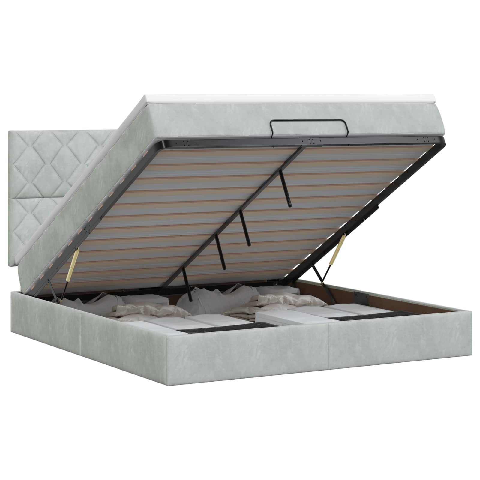 Cadre De Lit Ottoman Avec Matelas 160X200Cm Velours