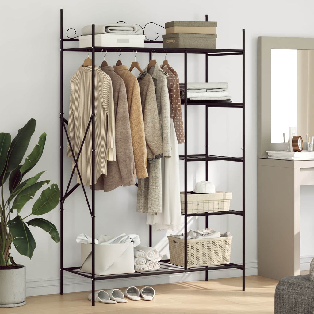 Armoire Ouverte Avec Étagère Noir 104,5 X 45 X 172 Cm Acier - www.minichezmoi.com