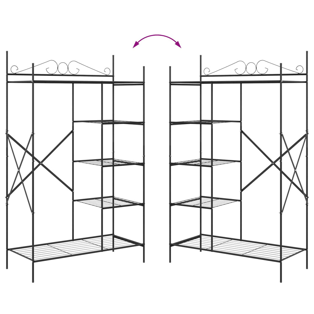 Armoire Ouverte Avec Étagère Noir 104,5 X 45 X 172 Cm Acier - www.minichezmoi.com