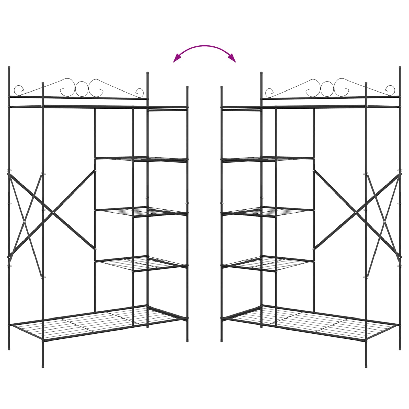 Armoire Ouverte Avec Étagère Noir 104,5 X 45 X 172 Cm Acier - www.minichezmoi.com