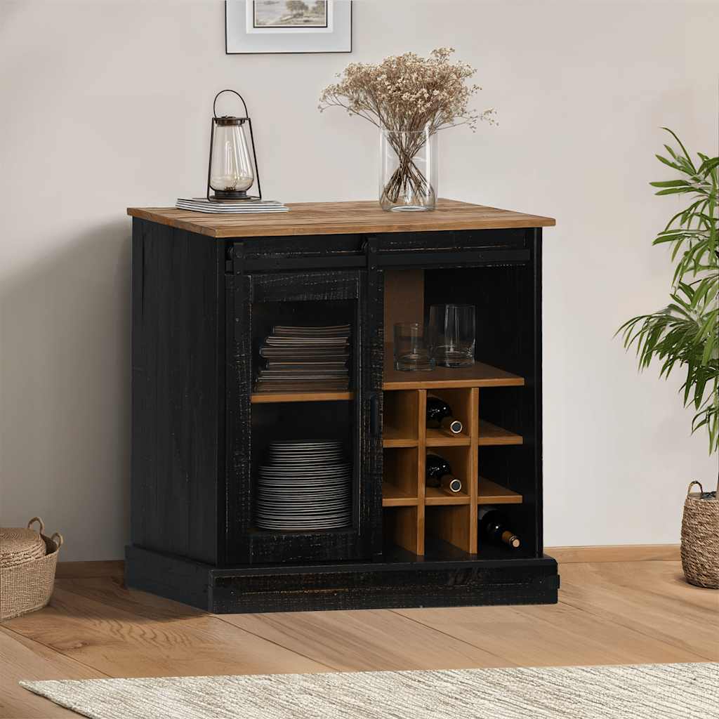 Buffet Halden Porte Coulissante 80X40X80 Cm Bois Massif - www.minichezmoi.com