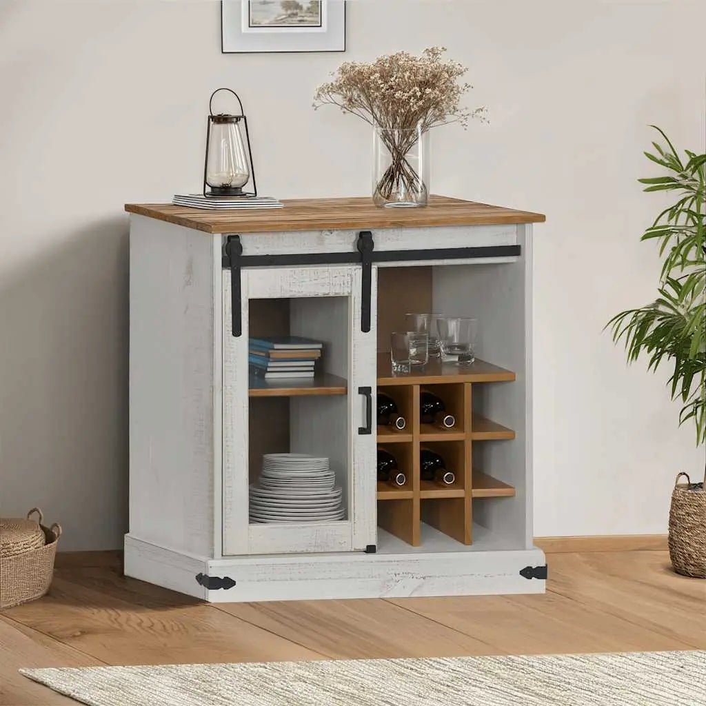 Buffet Halden Porte Coulissante 80X40X80 Cm Bois Massif - www.minichezmoi.com
