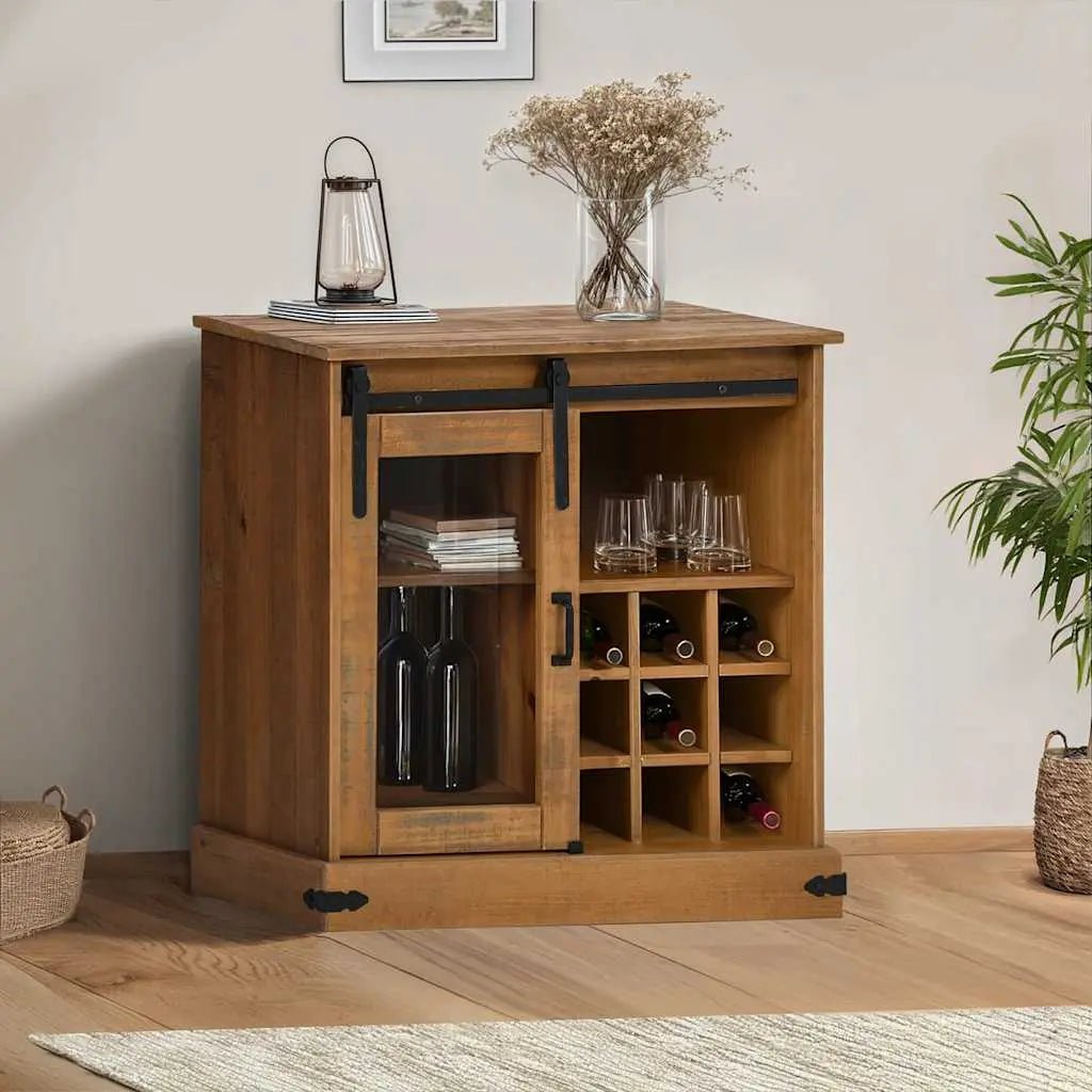 Buffet Halden Porte Coulissante 80X40X80 Cm Bois Massif - www.minichezmoi.com