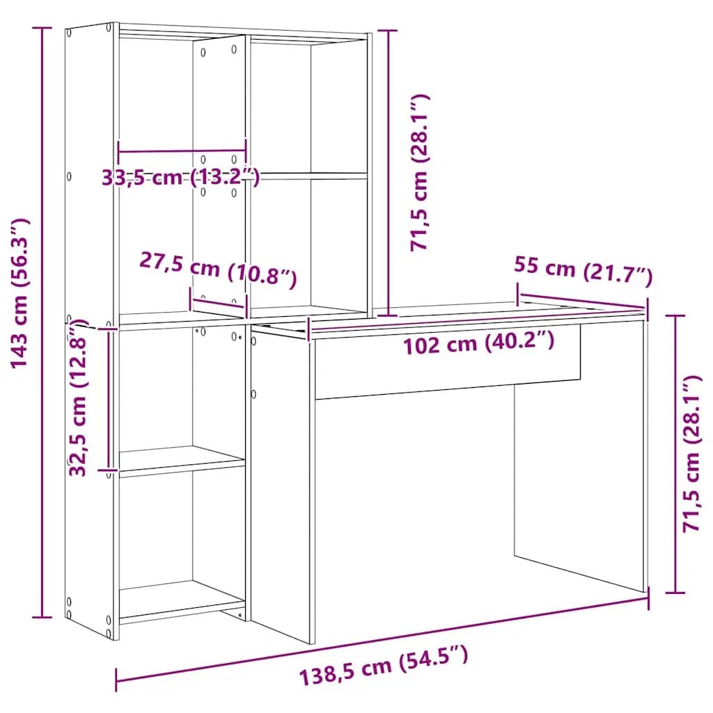 Bureau 138,5 X 55 X 143 Cm Bois Robuste - www.minichezmoi.com