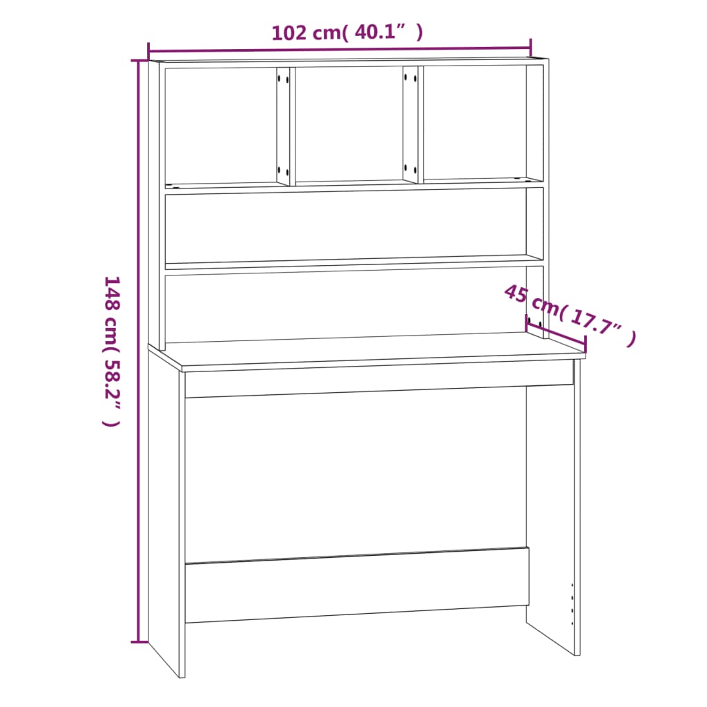 Bureau Avec Étagères 102X45X148 Cm Bois Robuste - www.minichezmoi.com