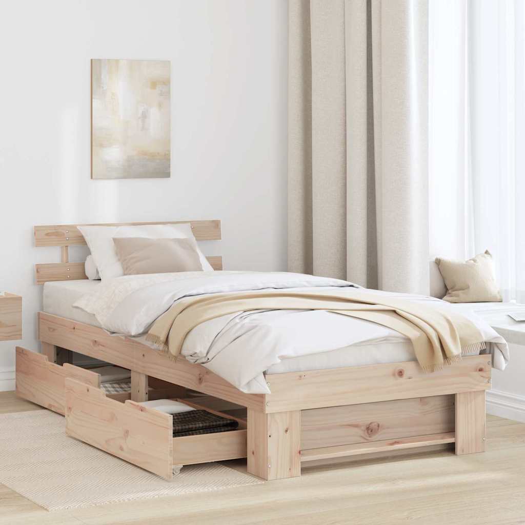 Cadre De Lit Avec Tête De Lit Naturel Pin Massif - www.minichezmoi.com