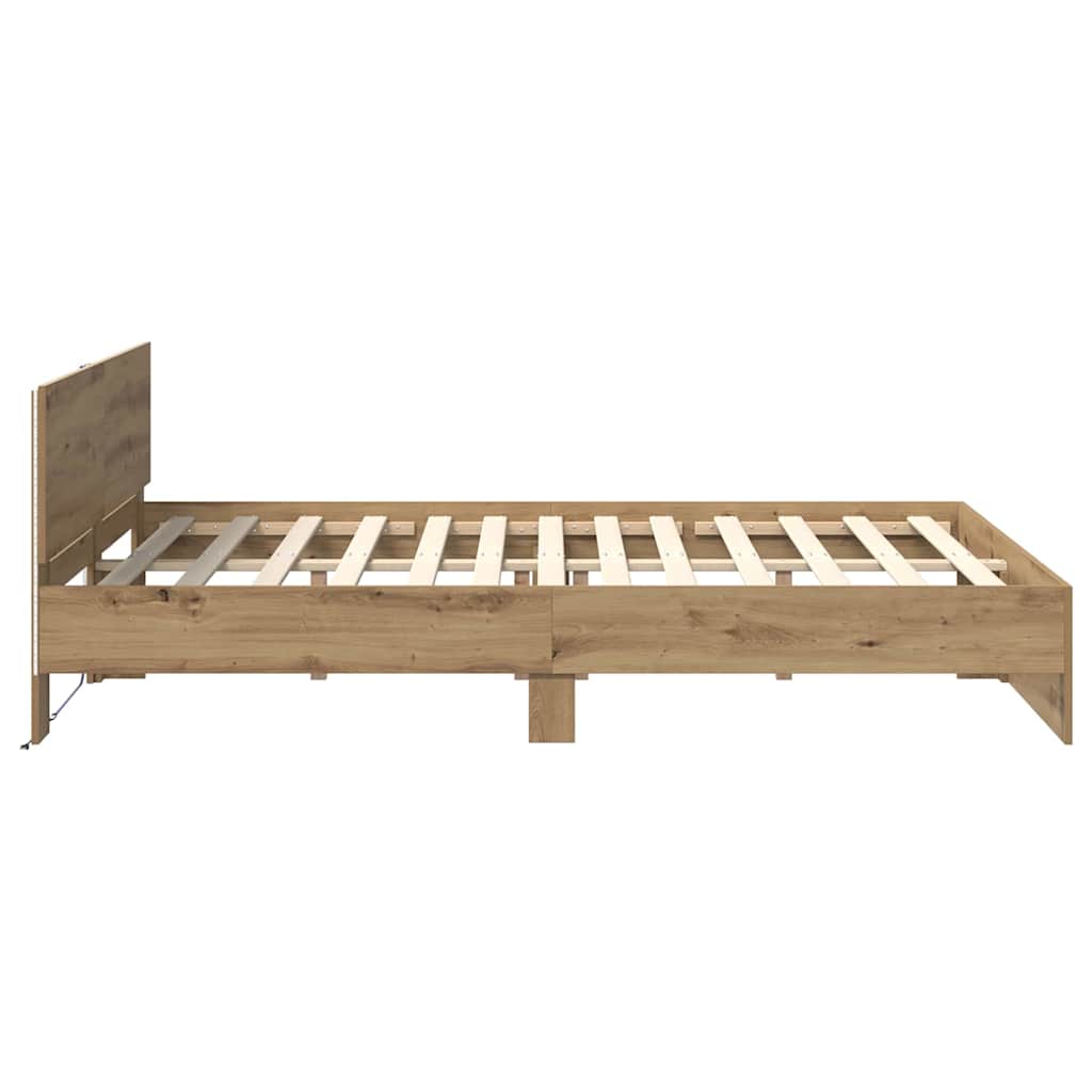 Cadre De Lit Bois D'ingénierie Chêne Artisanal - www.minichezmoi.com