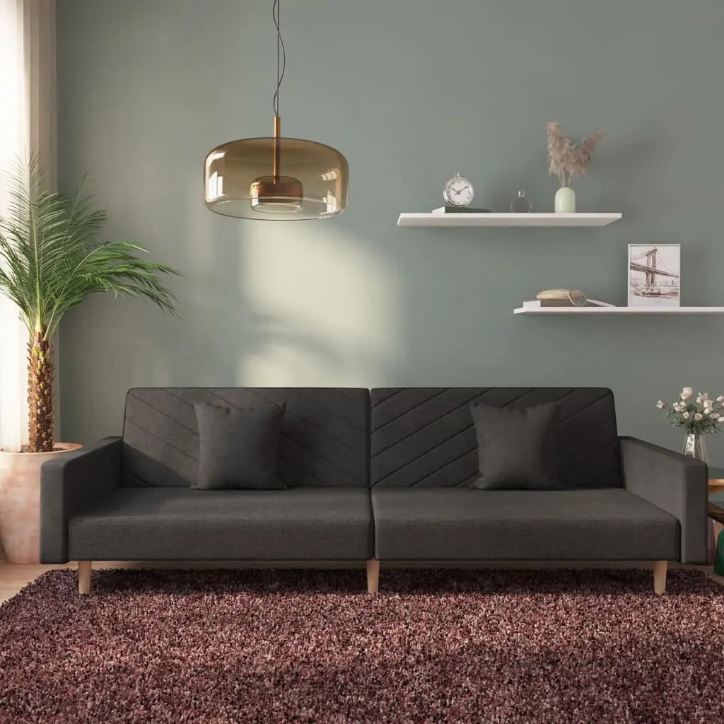 Canapé - Lit À 2 Places Avec Deux Oreillers Tissu - www.minichezmoi.com