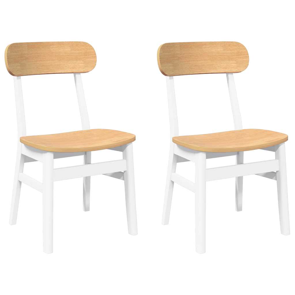 Chaises À Manger 2 Pcs Blanc Bois Massif Caoutchouc - www.minichezmoi.com