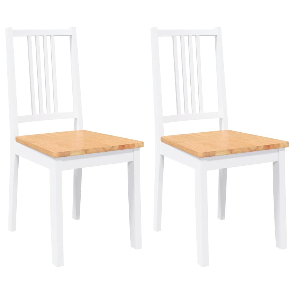 Chaises À Manger 2 Pcs Blanc Bois Massif Caoutchouc - www.minichezmoi.com