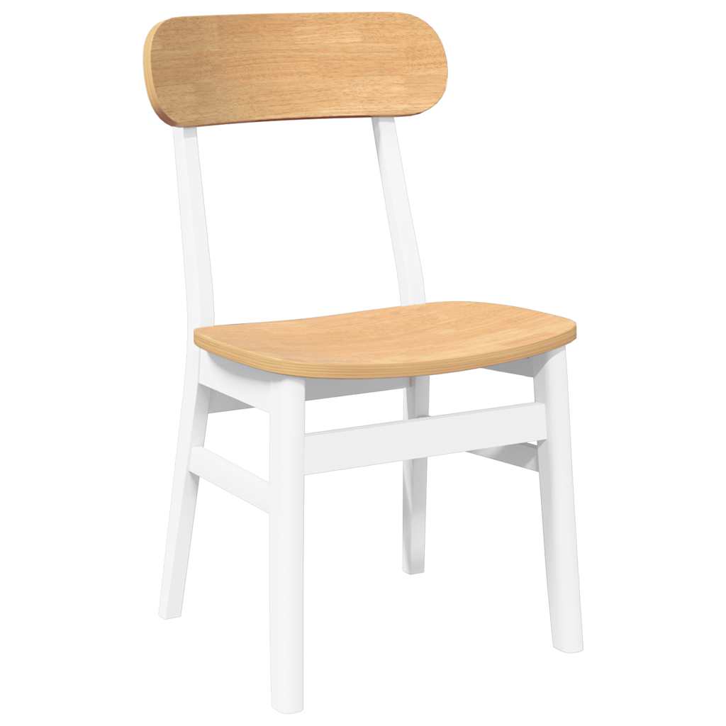 Chaises À Manger 2 Pcs Blanc Bois Massif Caoutchouc - www.minichezmoi.com
