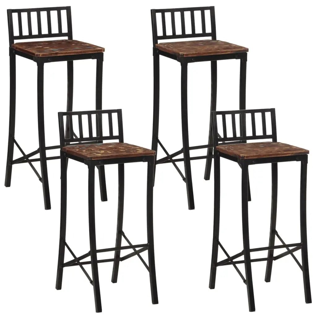 Chaises De Bar Lot De 4 Bois De Récupération Massif - www.minichezmoi.com