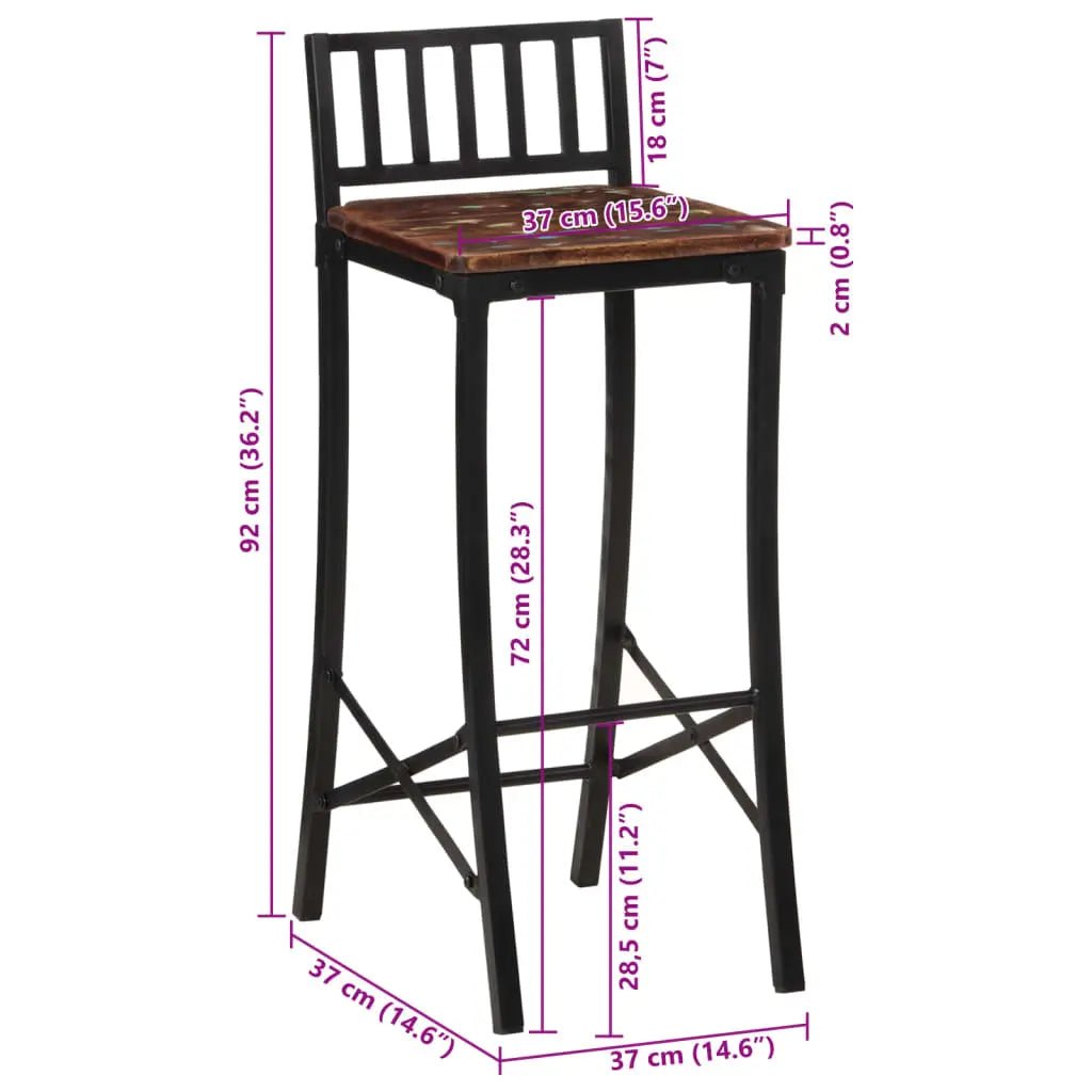 Chaises De Bar Lot De 4 Bois De Récupération Massif - www.minichezmoi.com