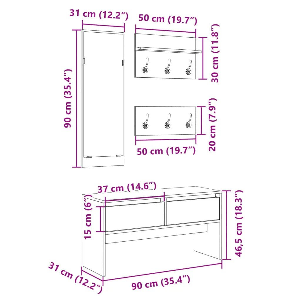 Ensemble De Meubles De Couloir 4 Pcs - www.minichezmoi.com