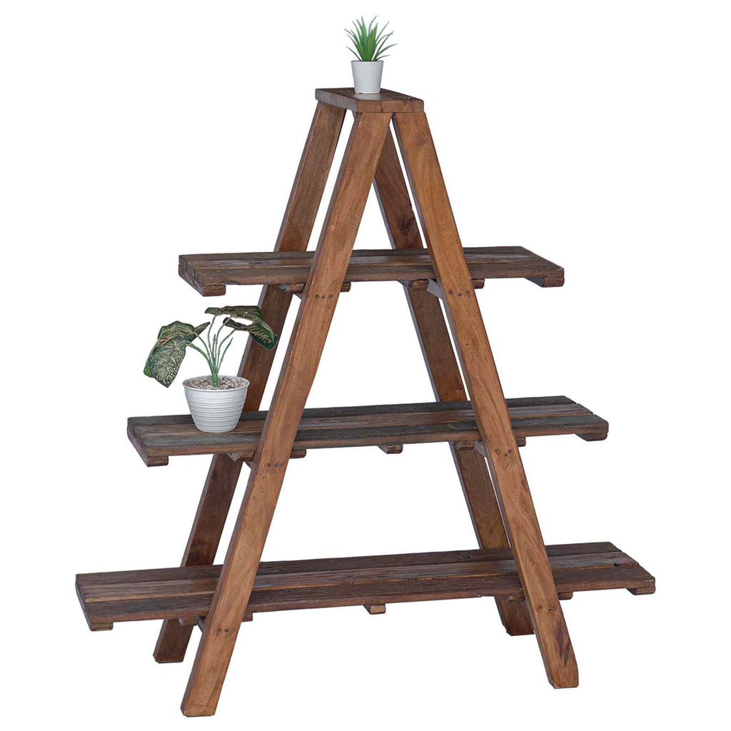 Étagère Pliante Marron 79.5 X 35 X 112 Cm Bois Recyclé Solide - www.minichezmoi.com