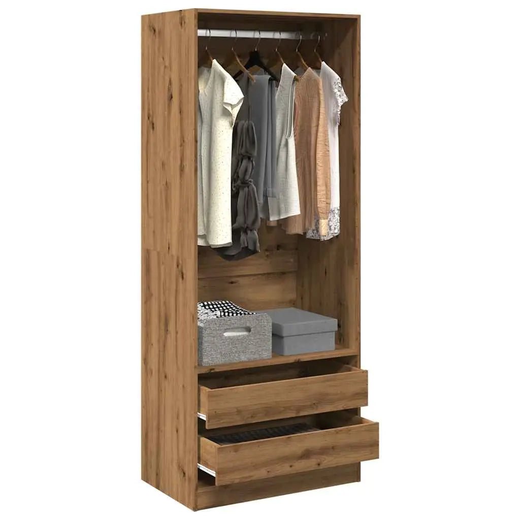 Garde - Robe Bois D'ingénierie Chêne Artisanal 80 X 50 X 200 - www.minichezmoi.com