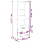 Garde - Robe Bois D'ingénierie Chêne Artisanal 80 X 50 X 200 - www.minichezmoi.com
